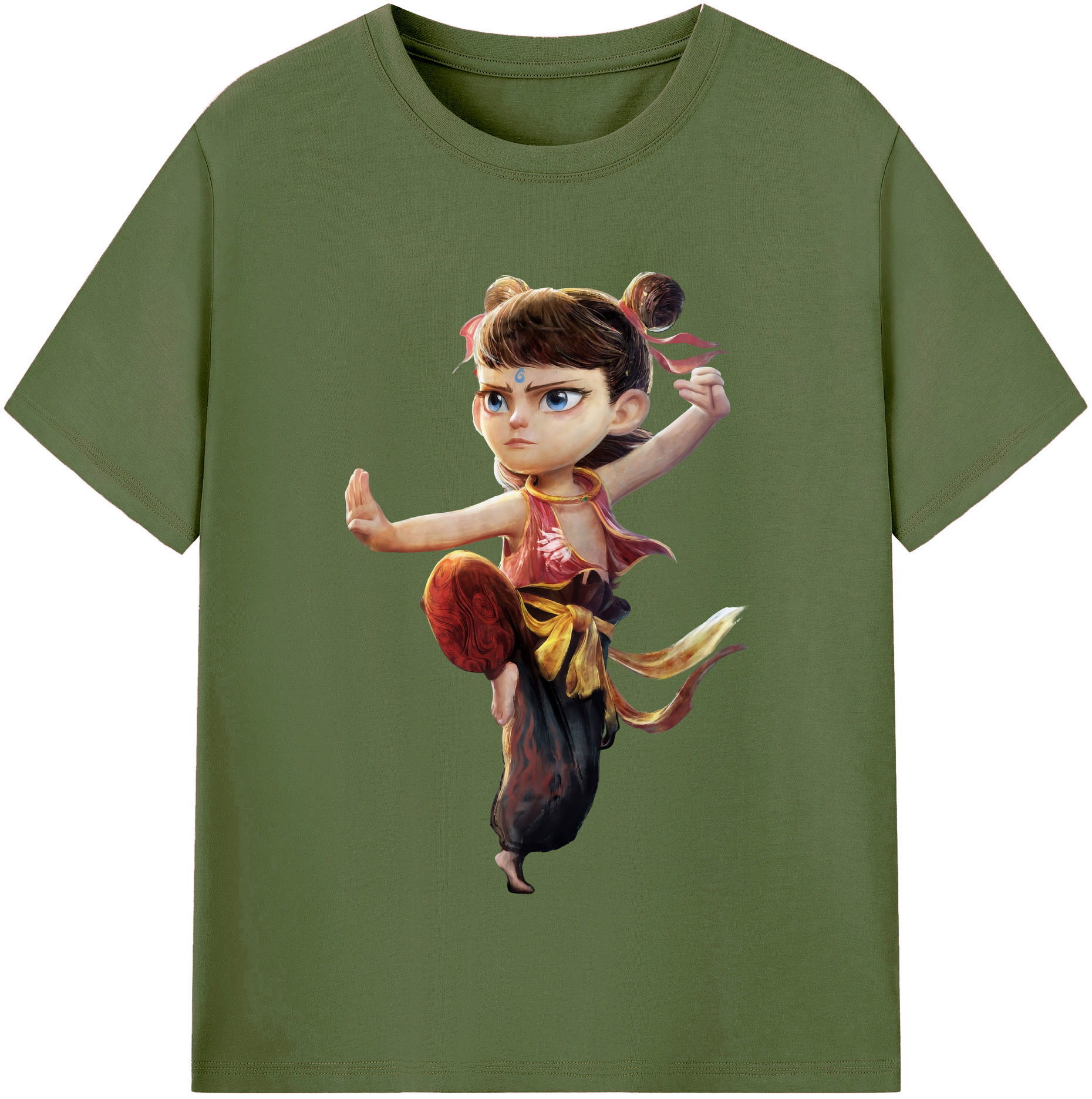 （画像用） Ne Zha 2 ナタ 魔童の大暴れ 綿100％半袖Tシャツ（フロントプリント）